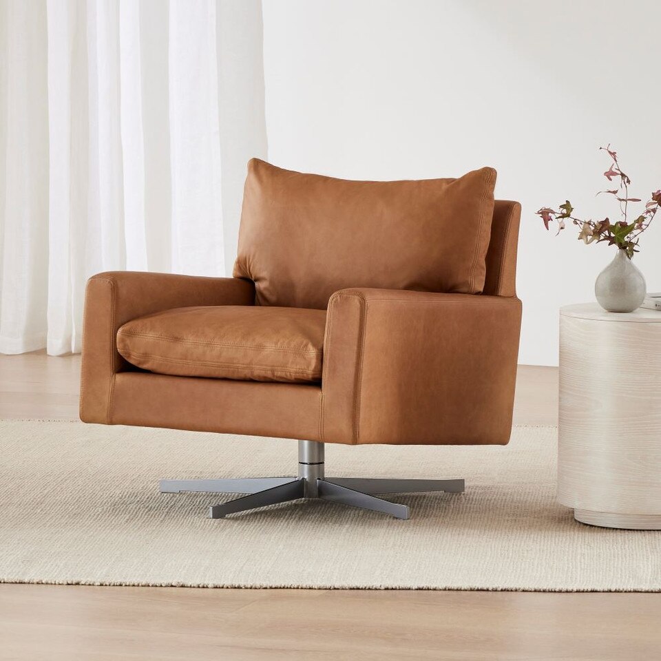 Nelson Leather Swivel Chair West Elm Australia